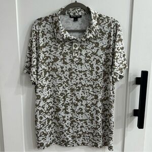 Michael Kors Men’s Floral Performance Polo Shirt - Large - Olive/White - SP22